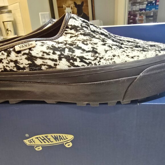 Vans Premium Pony Hair Mules Slides Chocolate Slip-On Shoes MENS SIZE 10 NEW - Picture 3 of 13